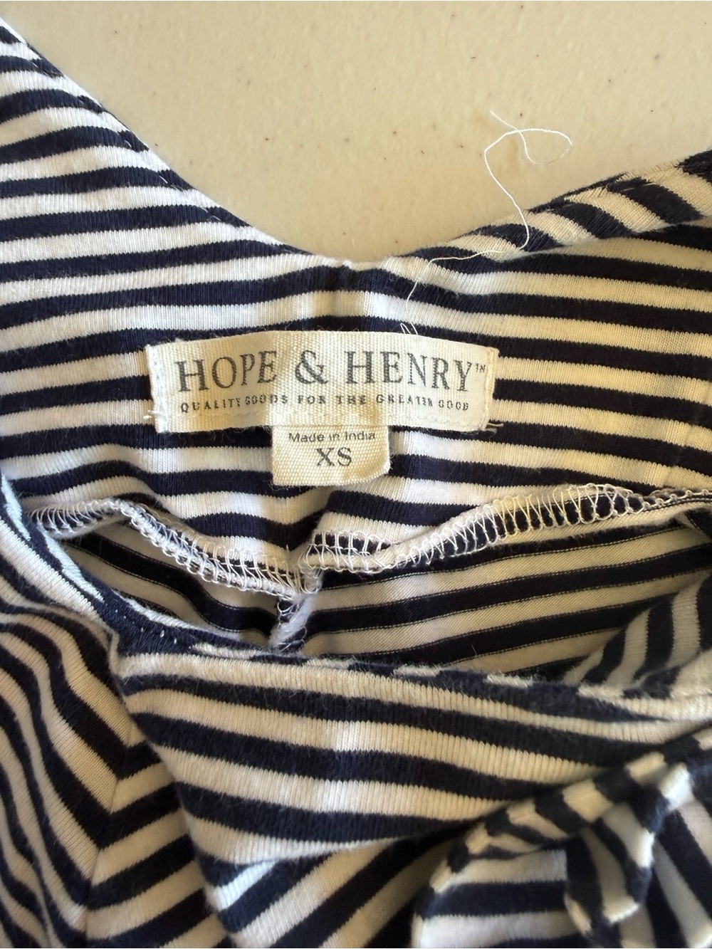 Hope & Henry Girls Navy and White Striped Bow-Accent Dress - Picture 5 of 8